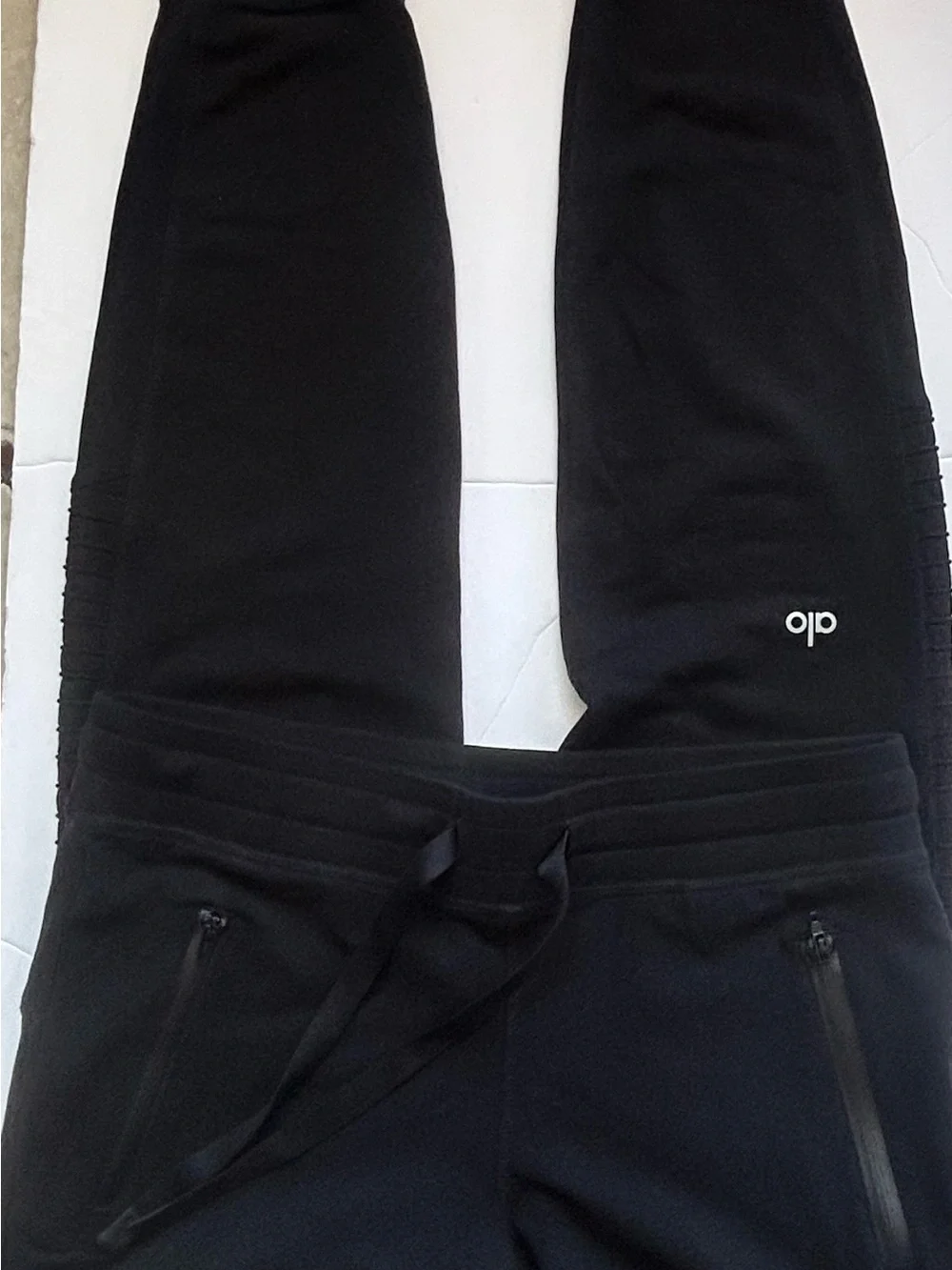 Alo Black Ribbed Joggers with Logo